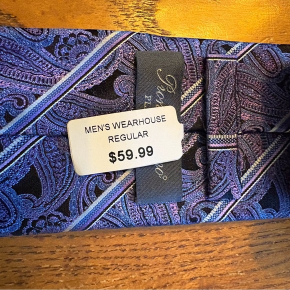 Pronto Uomo Platinum Silk Tie NWT - Picture 5 of 8